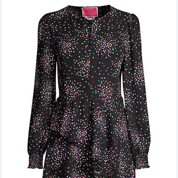 KATE SPADE CONFETTI PRINT SMOCKED SHIRT DRESS - Picture 2 of 16